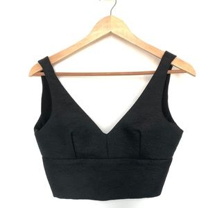 Zara Crop Top in Black Damask with Gold Zipper